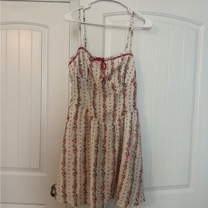 Sienna Sky Floral Lace Dress with Red Highlights